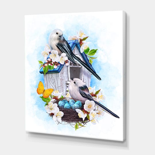 Designart - Two Tit Birds Sitting Near The Nest With Eggs II